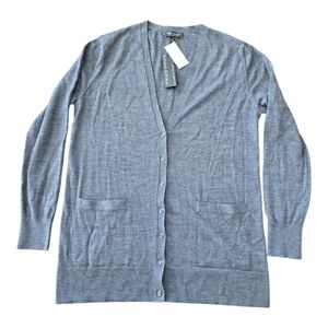 Banana Republic Merino Wool Sweater Cardigan Men Sz M Gray Long Sleeve ButtonUp